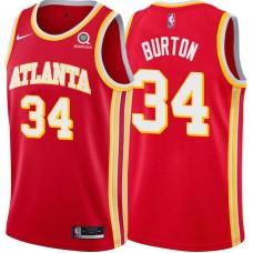 Atlanta Hawks #34 Ed Burton Jersey -Torch Red