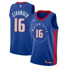 Detroit Pistons #16 Joe Strawder Jersey -MOTOR CITY DETROIT. MICHIGAN 2020-2021 City