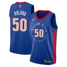 Detroit Pistons #50 Jeff Ruland Jersey -MOTOR CITY DETROIT. MICHIGAN 2020-2021 City