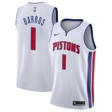 Detroit Pistons #1 Dana Barros Jersey -White