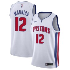 Detroit Pistons #12 Pace Mannion Jersey -White