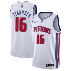 Detroit Pistons #16 Joe Strawder Jersey -White