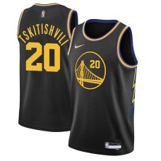 Golden State Warriors #20 Nikoloz Tskitishvili Jersey -Black 2021-2022 City
