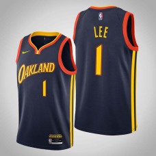 Golden State Warriors #1 Damion Lee Jersey -Navy OAKLAND 2020-2021 City