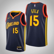 Golden State Warriors #15 Tom Gola Jersey -Navy OAKLAND 2020-2021 City