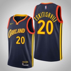 Golden State Warriors #20 Nikoloz Tskitishvili Jersey -Navy OAKLAND 2020-2021 City