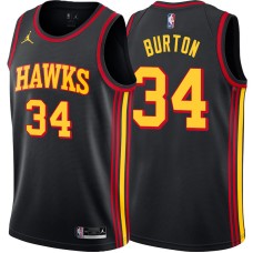 Atlanta Hawks #34 Ed Burton Jersey -Black