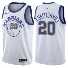 Golden State Warriors #20 Nikoloz Tskitishvili Jersey -White Throwback