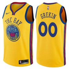 Golden State Warriors #00 Norm Grekin Jersey -Yellow THE BAY Chinese Dragon 2017-2018 City