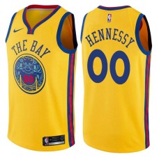 Golden State Warriors #00 Larry Hennessy Jersey -Yellow THE BAY Chinese Dragon 2017-2018 City