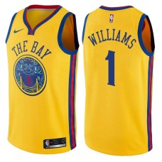 Golden State Warriors #1 Gus Williams Jersey -Yellow THE BAY Chinese Dragon 2017-2018 City