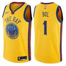 Golden State Warriors #1 Manute Bol Jersey -Yellow THE BAY Chinese Dragon 2017-2018 City