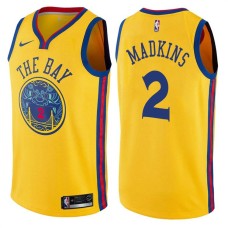 Golden State Warriors #2 Gerald Madkins Jersey -Yellow THE BAY Chinese Dragon 2017-2018 City