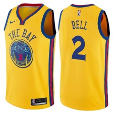 Golden State Warriors #2 Jordan Bell Jersey -Yellow THE BAY Chinese Dragon 2017-2018 City