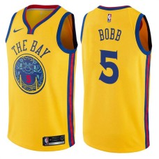 Golden State Warriors #5 Nelson Bobb Jersey -Yellow THE BAY Chinese Dragon 2017-2018 City