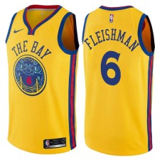 Golden State Warriors #6 Jerry Fleishman Jersey -Yellow THE BAY Chinese Dragon 2017-2018 City