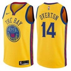 Golden State Warriors #14 Claude Overton Jersey -Yellow THE BAY Chinese Dragon 2017-2018 City