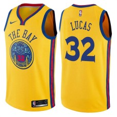 Golden State Warriors #32 Jerry Lucas Jersey -Yellow THE BAY Chinese Dragon 2017-2018 City