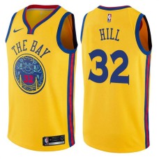 Golden State Warriors #32 Tyrone Hill Jersey -Yellow THE BAY Chinese Dragon 2017-2018 City