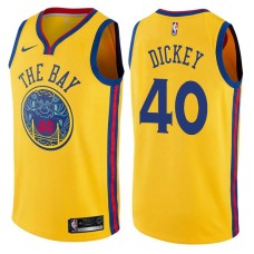 Golden State Warriors #40 Derrek Dickey Jersey -Yellow THE BAY Chinese Dragon 2017-2018 City