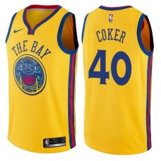 Golden State Warriors #40 John Coker Jersey -Yellow THE BAY Chinese Dragon 2017-2018 City