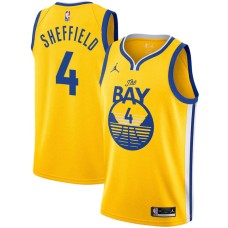 Golden State Warriors #4 Fred Sheffield Jersey -Yellow THE BAY Jordan Brand