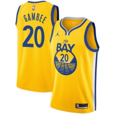 Golden State Warriors #20 Dave Gambee Jersey -Yellow THE BAY Jordan Brand