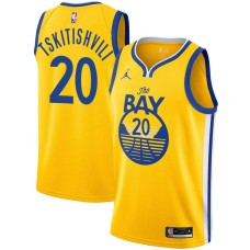 Golden State Warriors #20 Nikoloz Tskitishvili Jersey -Yellow THE BAY Jordan Brand