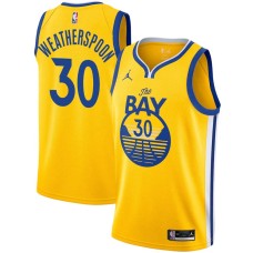 Golden State Warriors #30 Clarence Weatherspoon Jersey -Yellow THE BAY Jordan Brand