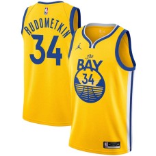 Golden State Warriors #34 John Rudometkin Jersey -Yellow THE BAY Jordan Brand