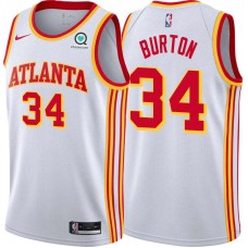 Atlanta Hawks #34 Ed Burton Jersey -White