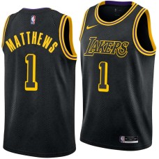 Los Angeles Lakers #1 Wes Matthews Jersey -Black 2017-2018 City