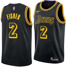 Los Angeles Lakers #2 Derek Fisher Jersey -Black 2017-2018 City