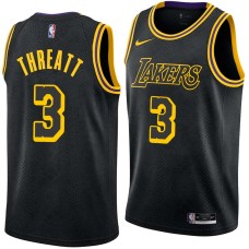 Los Angeles Lakers #3 Sedale Threatt Jersey -Black 2017-2018 City