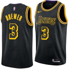 Los Angeles Lakers #3 Corey Brewer Jersey -Black 2017-2018 City