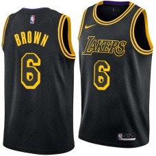 Los Angeles Lakers #6 Chucky Brown Jersey -Black 2017-2018 City