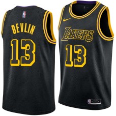 Los Angeles Lakers #13 Corky Devlin Jersey -Black 2017-2018 City