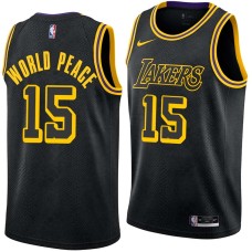 Los Angeles Lakers #15 Metta World Peace Jersey -Black 2017-2018 City