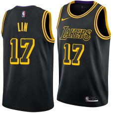 Los Angeles Lakers #17 Jeremy Lin Jersey -Black 2017-2018 City