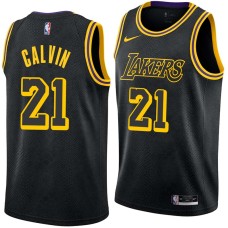 Los Angeles Lakers #21 Mack Calvin Jersey -Black 2017-2018 City