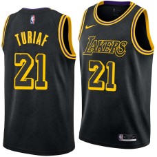 Los Angeles Lakers #21 Ronny Turiaf Jersey -Black 2017-2018 City