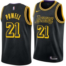 Los Angeles Lakers #21 Josh Powell Jersey -Black 2017-2018 City