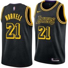 Los Angeles Lakers #21 Zach Norvell Jersey -Black 2017-2018 City