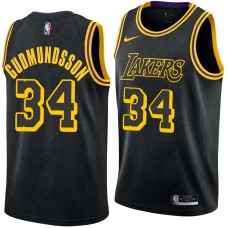 Los Angeles Lakers #34 Petur Gudmundsson Jersey -Black 2017-2018 City