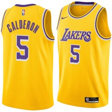 Los Angeles Lakers #5 Jose Calderon Jersey -Gold