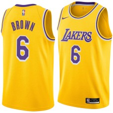 Los Angeles Lakers #6 Chucky Brown Jersey -Gold