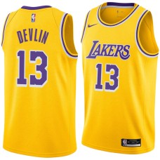 Los Angeles Lakers #13 Corky Devlin Jersey -Gold