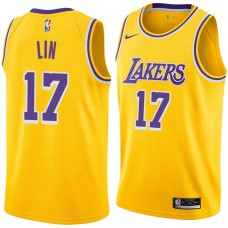 Los Angeles Lakers #17 Jeremy Lin Jersey -Gold