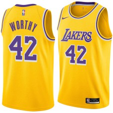 Los Angeles Lakers #42 James Worthy Jersey -Gold