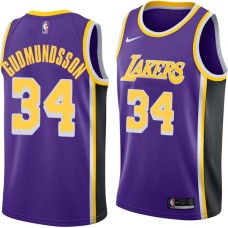 Los Angeles Lakers #34 Petur Gudmundsson Jersey -Purple